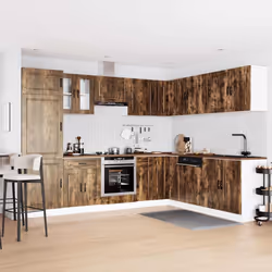 vidaXL Kitchen Cabinet Set 14 Piece Cabinet Cupboard Porto Engineered Wood - smoked oak