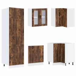 vidaXL Kitchen Cabinet Set 14 Piece Cabinet Cupboard Porto Engineered Wood - smoked oak - Additional view 4