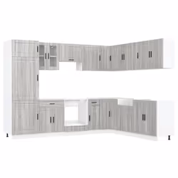 vidaXL Kitchen Cabinet Set 14 Piece Cabinet Cupboard Porto Engineered Wood - grey sonoma