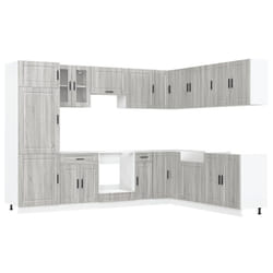 vidaXL Kitchen Cabinet Set 14 Piece Cabinet Cupboard Porto Engineered Wood - grey sonoma
