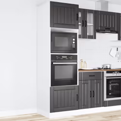 vidaXL Oven Cabinets Kitchen Cabinet Oven Unit 2 pcs Kalmar Engineered Wood - black, 2 pcs - Additional view 2