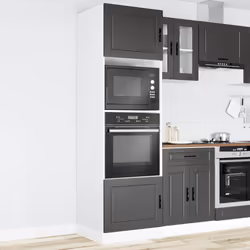 vidaXL Oven CabinetÂ Kitchen Cabinet Oven Unit Oven Base Unit Engineered Wood - black, 2 pcs - Additional view 2