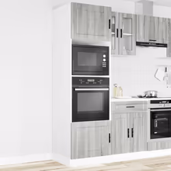 vidaXL Oven CabinetÂ Kitchen Cabinet Oven Unit Oven Base Unit Engineered Wood - grey sonoma, 2 pcs