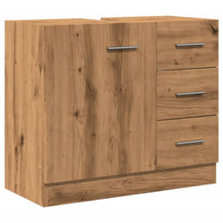 vidaXL Sink Cabinet Bathroom Storage Cupboard Vanity Unit Engineered Wood - oak