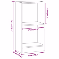 vidaXL Book Cabinet Display Rack Bookshelf Storage Shelf Rack Engineered Wood - old wood, 40 x 24 x 76 cm - Additional view 3