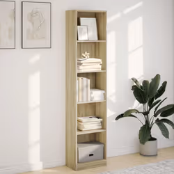 vidaXL Book Cabinet Display Rack Bookshelf Storage Shelf Rack Engineered Wood - sonoma oak, 40 x 24 x 176 cm - Additional view 2
