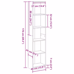 vidaXL Book Cabinet Display Rack Bookshelf Storage Shelf Rack Engineered Wood - old wood, 40 x 24 x 176 cm - Additional view 8