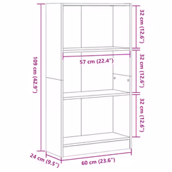 vidaXL Book Cabinet Display Rack Bookshelf Storage Shelf Rack Engineered Wood - sonoma oak, 60 x 24 x 109 cm - Additional view 3
