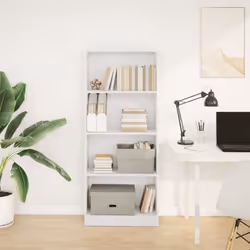 vidaXL Book Cabinet Display Rack Bookshelf Storage Shelf Rack Engineered Wood - white, 60 x 24 x 143 cm