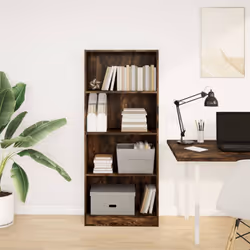 vidaXL Book Cabinet Display Rack Bookshelf Storage Shelf Rack Engineered Wood - smoked oak, 60 x 24 x 143 cm - Additional view 2