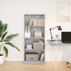 vidaXL Book Cabinet Display Rack Bookshelf Storage Shelf Rack Engineered Wood - grey sonoma, 60 x 24 x 143 cm - Additional view 2
