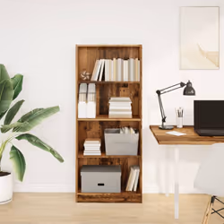 vidaXL Book Cabinet Display Rack Bookshelf Storage Shelf Rack Engineered Wood - old wood, 60 x 24 x 143 cm - Additional view 2