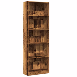 vidaXL Book Cabinet Display Rack Bookshelf Storage Shelf Rack Engineered Wood - old wood, 60 x 24 x 176 cm