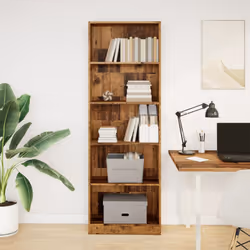 vidaXL Book Cabinet Display Rack Bookshelf Storage Shelf Rack Engineered Wood - old wood, 60 x 24 x 176 cm