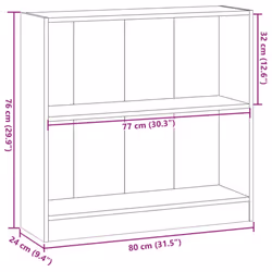 vidaXL Book Cabinet Display Rack Bookshelf Storage Shelf Rack Engineered Wood - old wood, 80 x 24 x 76 cm - Additional view 8