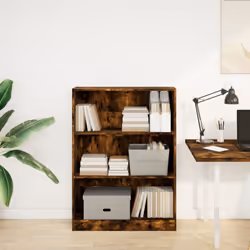 vidaXL Book Cabinet Display Rack Bookshelf Storage Shelf Rack Engineered Wood - smoked oak, 80 x 24 x 109 cm - Additional view 2