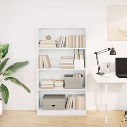 vidaXL Book Cabinet Display Rack Bookshelf Storage Shelf Rack Engineered Wood - white, 80 x 24 x 143 cm - Additional view 2