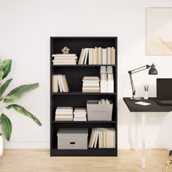 vidaXL Book Cabinet Display Rack Bookshelf Storage Shelf Rack Engineered Wood - black, 80 x 24 x 143 cm - Additional view 2