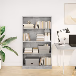 vidaXL Book Cabinet Display Rack Bookshelf Storage Shelf Rack Engineered Wood - concrete grey, 80 x 24 x 143 cm - Additional view 2