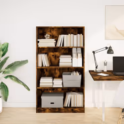 vidaXL Book Cabinet Display Rack Bookshelf Storage Shelf Rack Engineered Wood - smoked oak, 80 x 24 x 143 cm - Additional view 2