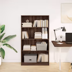 vidaXL Book Cabinet Display Rack Bookshelf Storage Shelf Rack Engineered Wood - brown oak, 80 x 24 x 143 cm - Additional view 2