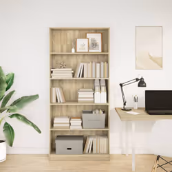 vidaXL Book Cabinet Display Rack Bookshelf Storage Shelf Rack Engineered Wood - sonoma oak, 80 x 24 x 176 cm - Additional view 2