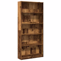 vidaXL Book Cabinet Display Rack Bookshelf Storage Shelf Rack Engineered Wood - old wood, 80 x 24 x 176 cm