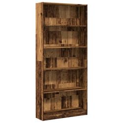 vidaXL Book Cabinet Display Rack Bookshelf Storage Shelf Rack Engineered Wood - old wood, 80 x 24 x 176 cm