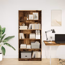vidaXL Book Cabinet Display Rack Bookshelf Storage Shelf Rack Engineered Wood - old wood, 80 x 24 x 176 cm