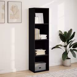 vidaXL Bookcase Bookshelf Storage Cabinet Book Stand Black Engineered Wood