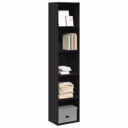 vidaXL Bookcase Bookshelf Storage Cabinet Book Stand Black Engineered Wood
