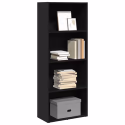 vidaXL Bookcase Bookshelf Storage Cabinet Book Stand Black Engineered Wood