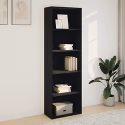 vidaXL Bookcase Bookshelf Storage Cabinet Book Stand Black Engineered Wood