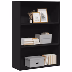 vidaXL Bookcase Bookshelf Storage Cabinet Book Stand Black Engineered Wood