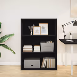 vidaXL Bookcase Bookshelf Storage Cabinet Book Stand Black Engineered Wood