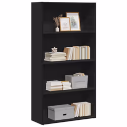 vidaXL Bookcase Bookshelf Storage Cabinet Book Stand Black Engineered Wood
