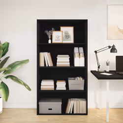 vidaXL Bookcase Bookshelf Storage Cabinet Book Stand Black Engineered Wood