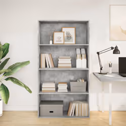 vidaXL Bookcase Storage Rack Cabinet Bookshelf Concrete Grey Engineered Wood