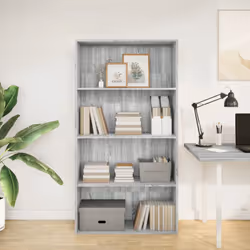 vidaXL Bookcase Storage Rack Cabinet Bookshelf Grey Sonoma Engineered Wood