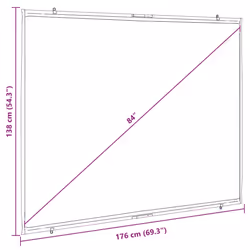 ) vidaXL Projection Screen Wall-Hanging Home Theater Presentation Screen 4:3 - 84'' (4:3 - Additional view 3