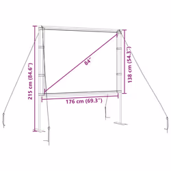 ) vidaXL Projection Screen with Stands Home Theater Presentation Screen 4:3 - 84'' (4:3 - Additional view 7