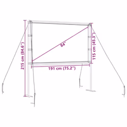 ) vidaXL Projection Screen with Stands Home Theater Presentation Screen 4:3 - 84'' (16:9