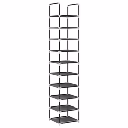 vidaXL Shoe Rack 10-Tier Black 33x33x174 cm Non-woven Fabric shoe storage - 1 pcs
