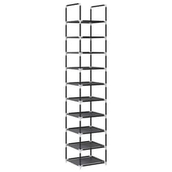 vidaXL Shoe Rack 10-Tier Black 33x33x174 cm Non-woven Fabric shoe storage - 1 pcs