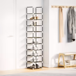 vidaXL Shoe Rack 10-Tier Black 33x33x174 cm Non-woven Fabric shoe storage - 1 pcs