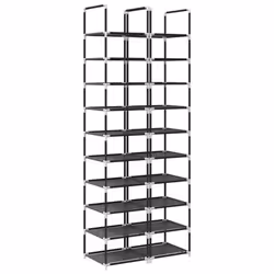 vidaXL Shoe Rack 10-Tier Black 33x33x174 cm Non-woven Fabric shoe storage - 2 pcs