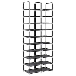 vidaXL Shoe Rack 10-Tier Black 33x33x174 cm Non-woven Fabric shoe storage - 2 pcs