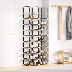 vidaXL Shoe Rack 10-Tier Black 33x33x174 cm Non-woven Fabric shoe storage - 2 pcs