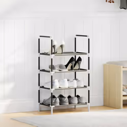 vidaXL Shoe Rack 8-Tier Black 44x28x145 cm Non-woven Fabric shoe storage - 44 x 28 x 77 cm