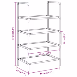 vidaXL Shoe Rack 8-Tier Black 44x28x145 cm Non-woven Fabric shoe storage - 44 x 28 x 77 cm